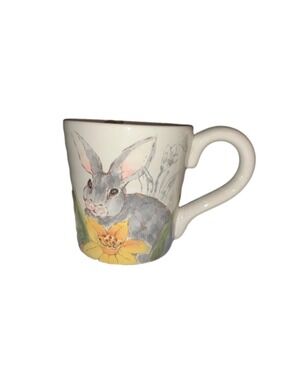 Maxcera Bunny Selfie Off-White Grey Yellow Daffodil Mug One Size